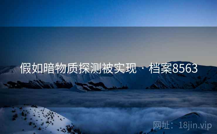 假如暗物质探测被实现 · 档案8563